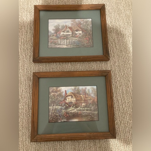 SOLD Set of 2 Carl Valente 9”x11” framed art, Penhurst & Wishford, cottages - Picture 2 of 12